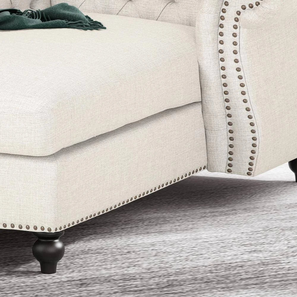Zviour Tufted Rolled Arms Chaise Lounge
