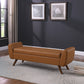 HomePop Modern Sherpa Storage Bench with Wood Legs - Cream