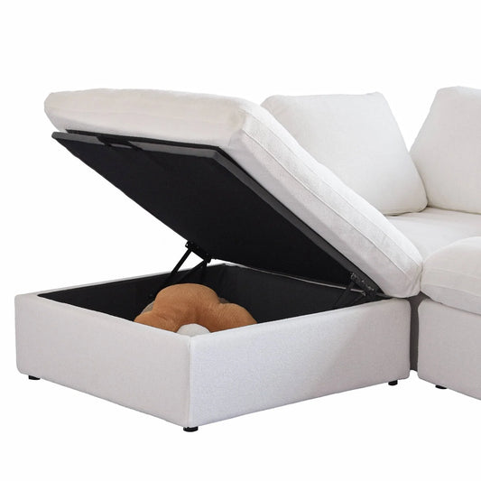 Large Down Filled Corner Sectional Sofa Couch with Ottoman for Living Room Set – Ideal for Dubai Homes