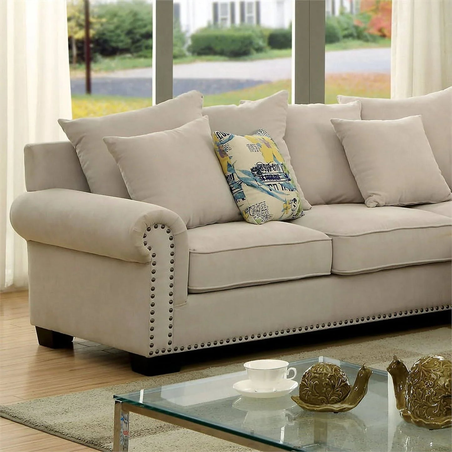 Riti Contemporary Ivory Fabric 4-piece Sectional
