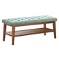 Entryway Shoe Bench Fabric Solid Wood, 43-inch Upholstered Bench for Living Room, Bedrooms, Kitchen - Brown