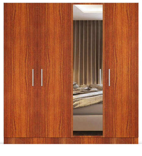 Four Door Wardrobe with Mirror in MDF