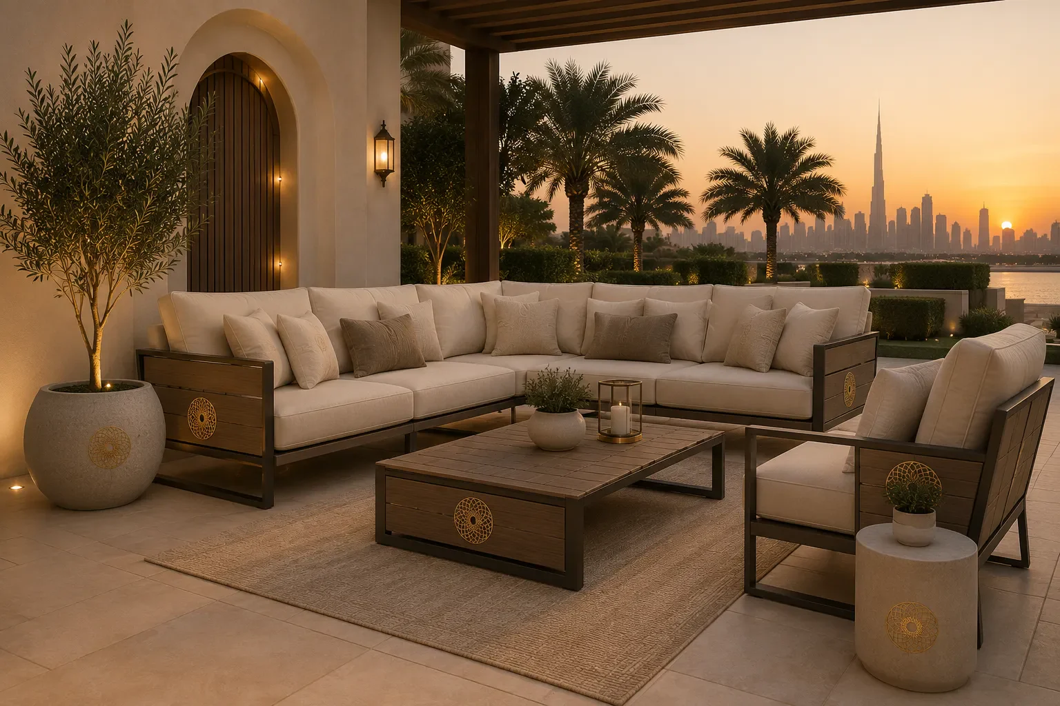 Outdoor seating with UAE-suitable materials