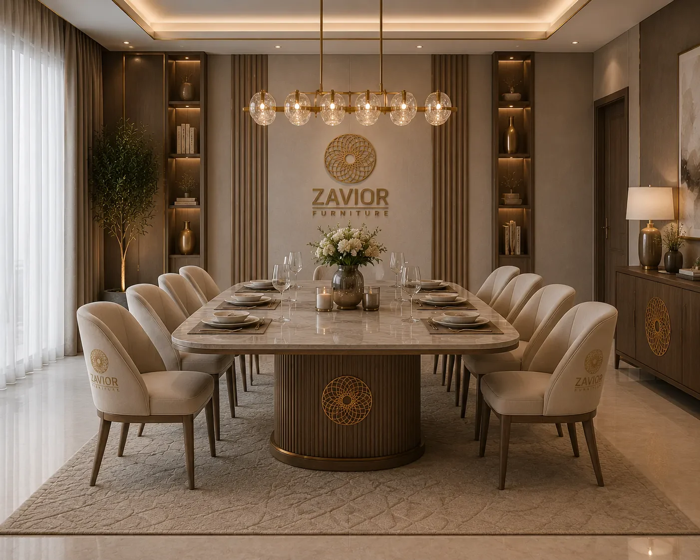 Modern dining set in a premium interior