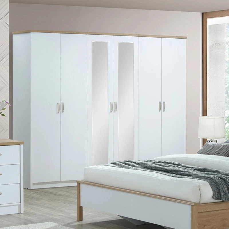 Zavior Wood Bedroom Set with Six Door Wardrobe in Multiple Sizes