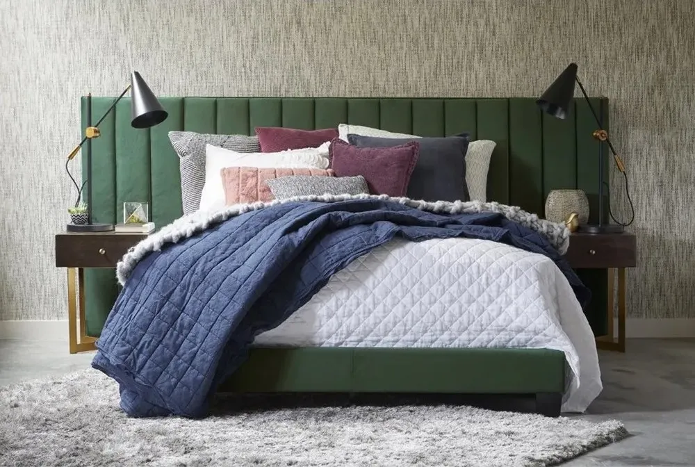 Zavior Wall Upholstered Bed with Vertical Channel Design