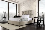 Zavior Grey Fabric Tufted Bed with Modern Headboard thumbnail 3