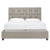Zavior Grey Fabric Tufted Bed with Modern Headboard thumbnail 6