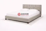 Zavior Grey Fabric Tufted Bed with Modern Headboard thumbnail 1