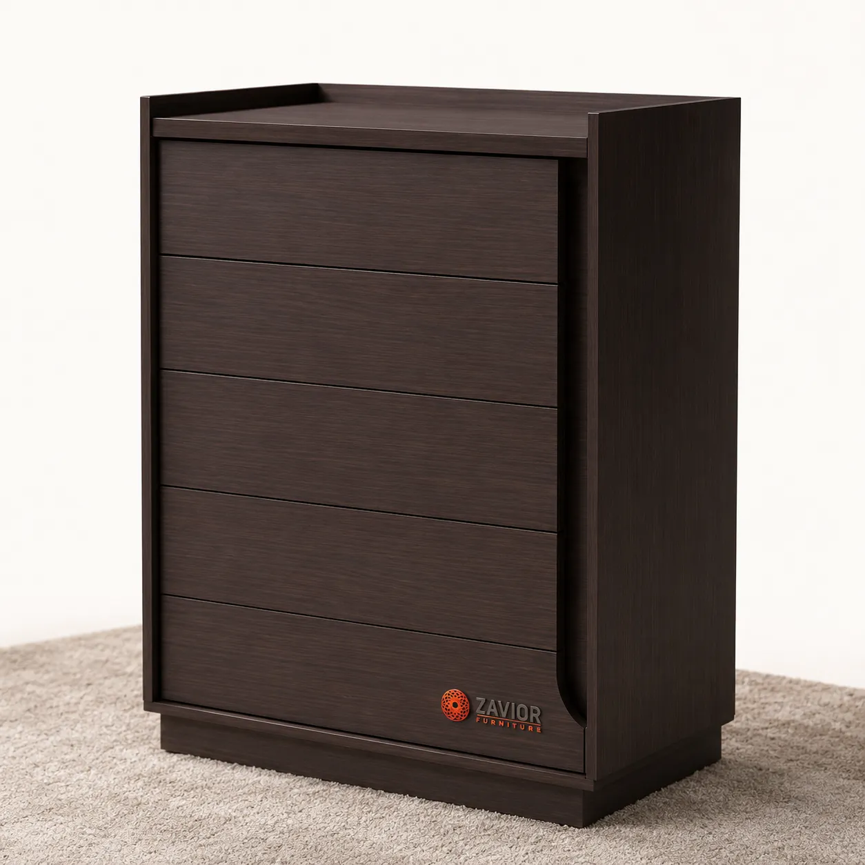 Zavior Queen Brown Finished 5 Drawer Chest