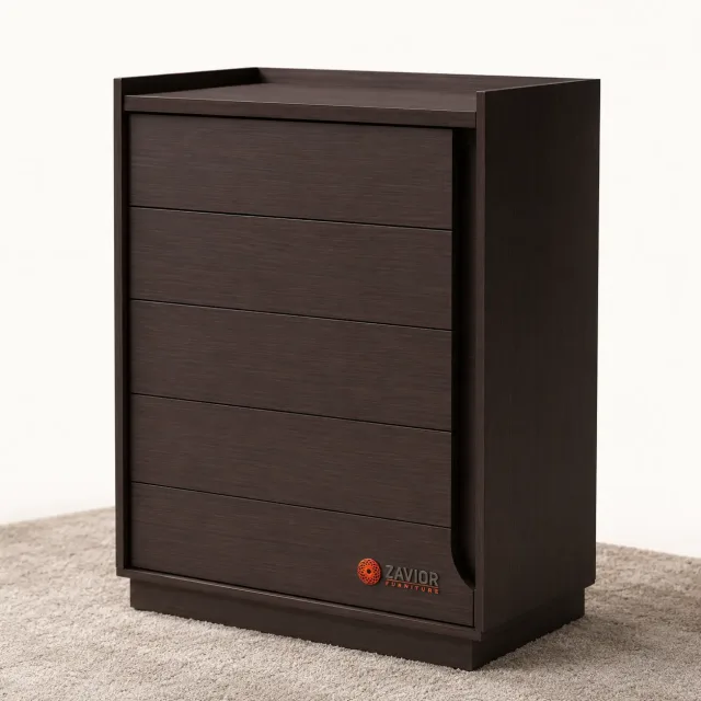 Zavior Queen Brown Finished 5 Drawer Chest