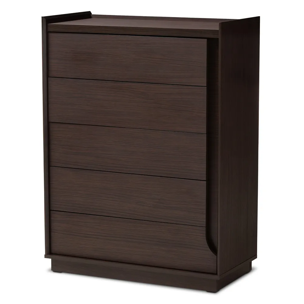 Zavior Queen Brown Finished 5 Drawer Chest