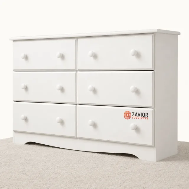 Zavior Solid Plywood 6-Drawer Double Dresser