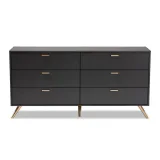 Zavior Dark Grey and Gold Finished 6-Drawer Dresser thumbnail 6