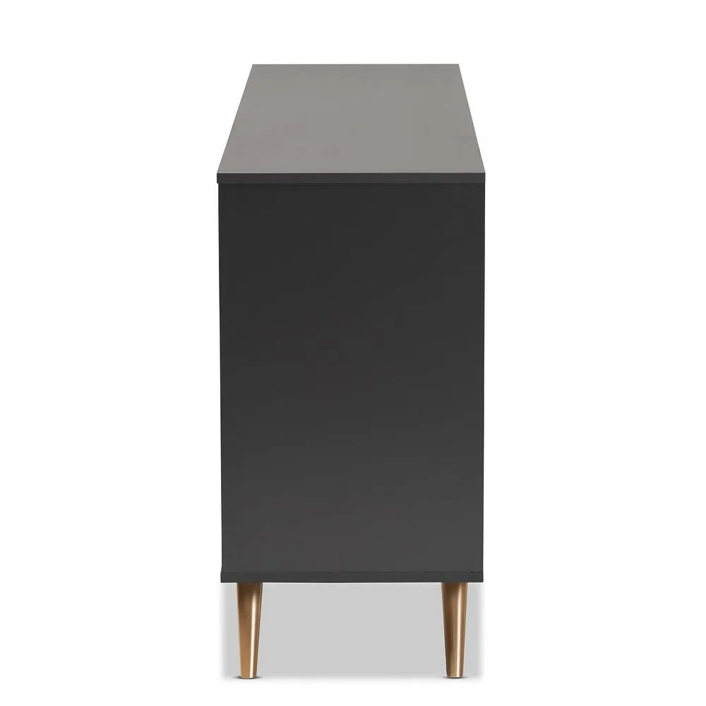 Zavior Dark Grey and Gold Finished 6-Drawer Dresser