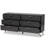 Zavior Dark Grey and Gold Finished 6-Drawer Dresser thumbnail 2