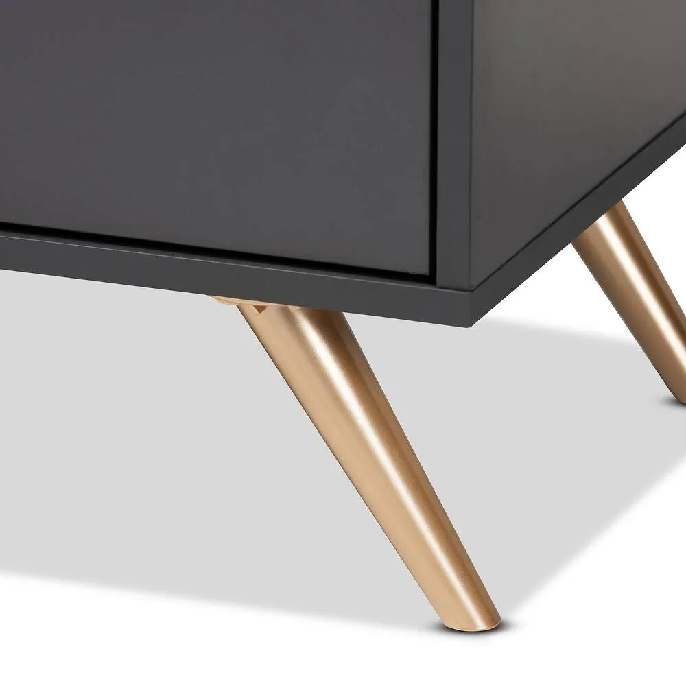 Zavior Dark Grey and Gold Finished 6-Drawer Dresser
