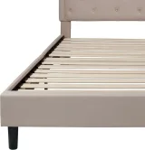 Zavior Dark Beige Upholstered Platform Bed with Tufted Headboard thumbnail 5