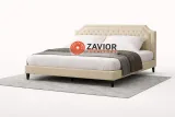 Zavior Dark Beige Upholstered Platform Bed with Tufted Headboard thumbnail 1