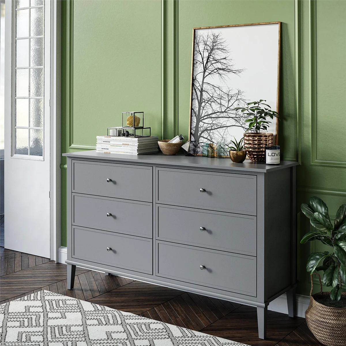 Zavior Soderville 6 Drawer Dresser in Pink