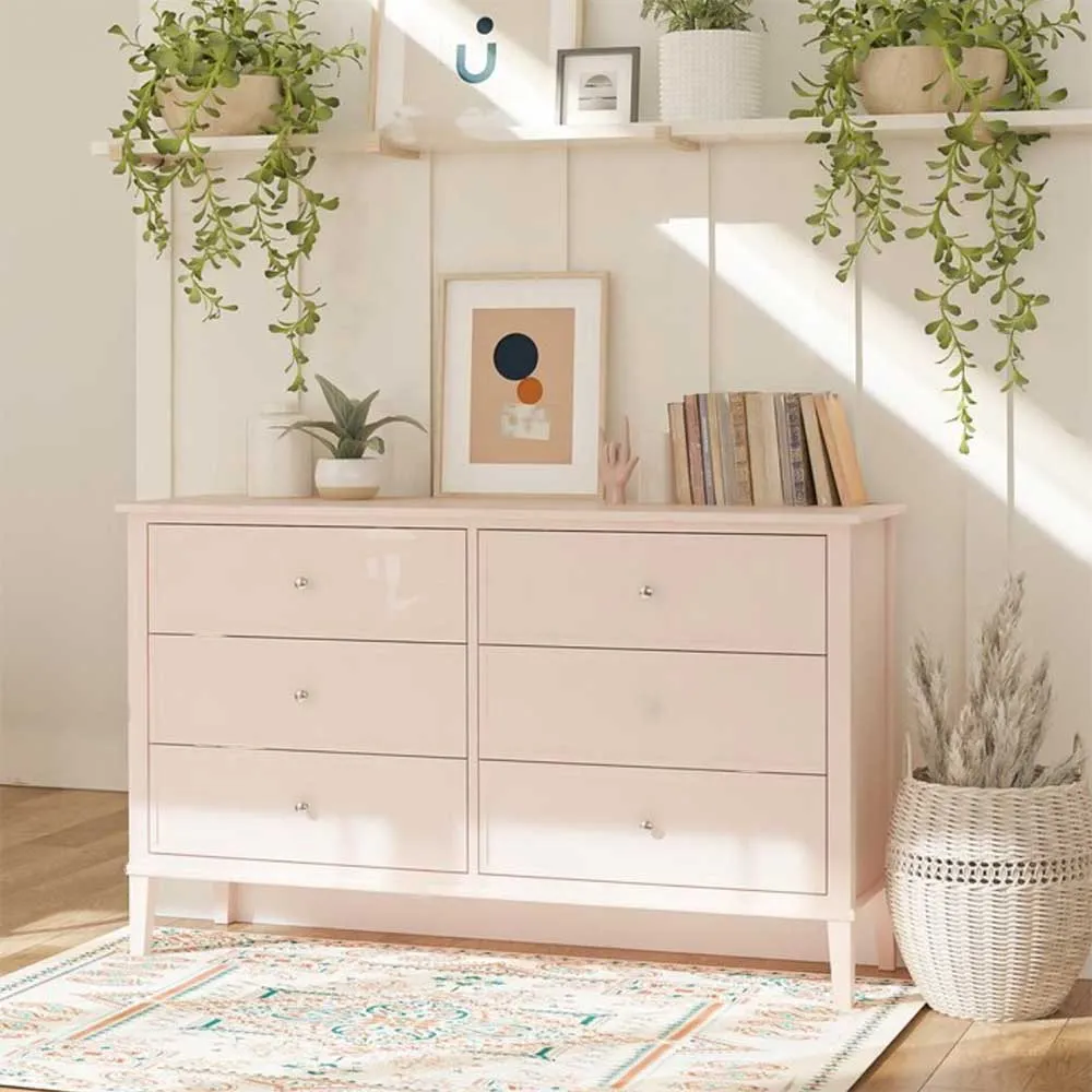 Zavior Soderville 6 Drawer Dresser in Pink