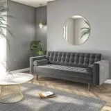 Mid Century Quilted Grey Velvet 3 Seater and 2 Seater Sofa Set Zavior – furniture thumbnail 5