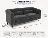 Velvet 3 Seater Sofa Zavior Furniture – furniture thumbnail 2