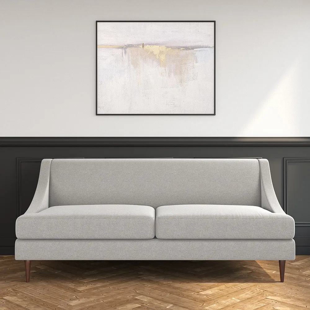 Armless 3 Seater Sofa in Woven Grey Fabric – furniture