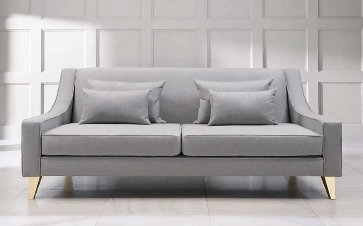 Armless 3 Seater Sofa in Woven Grey Fabric – furniture