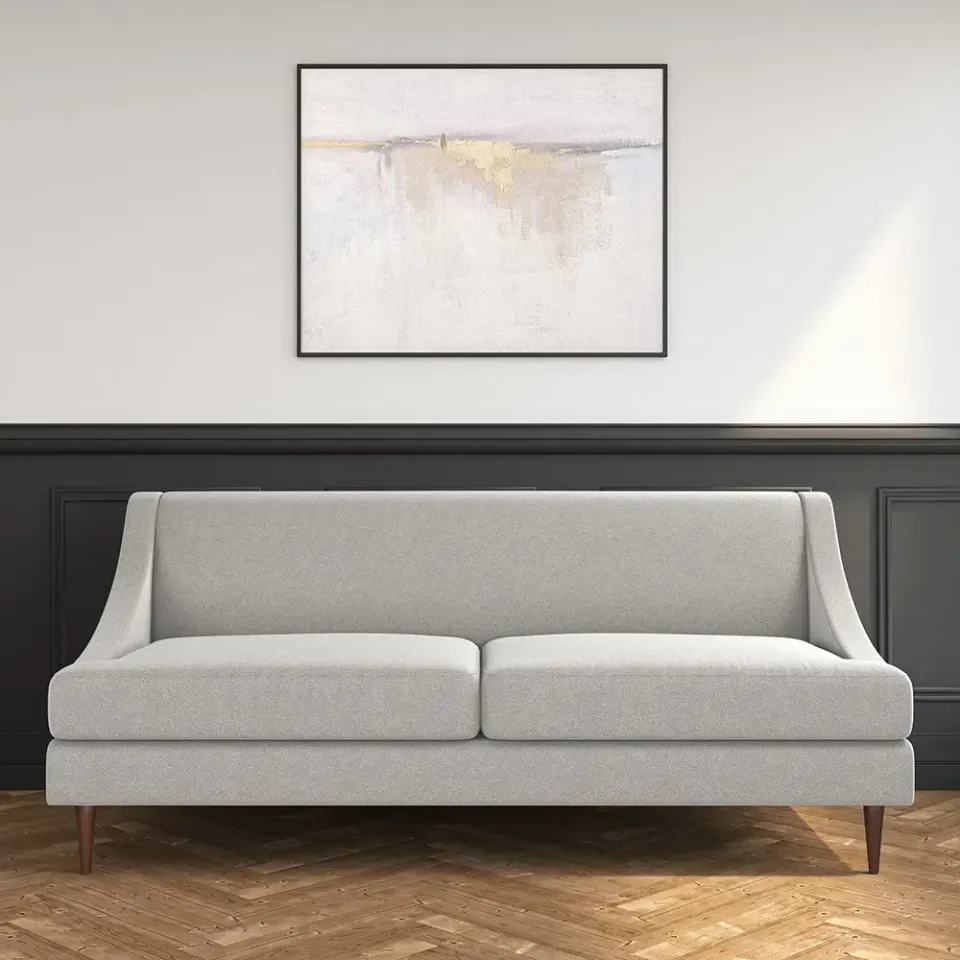 Armless 3 Seater Sofa in Woven Grey Fabric – furniture - product image 1