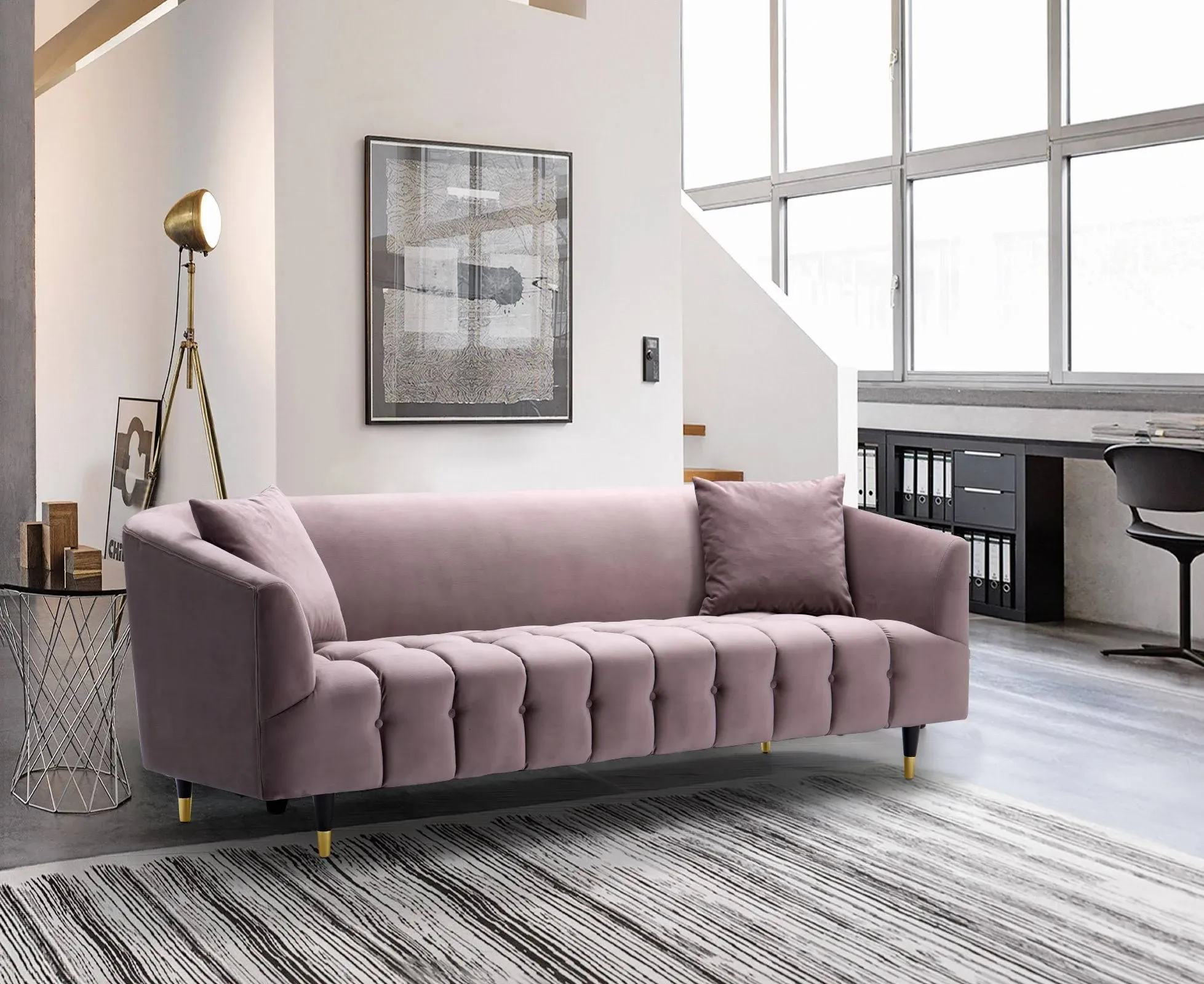 Dagenham Velvet Round Arm Sofa – furniture