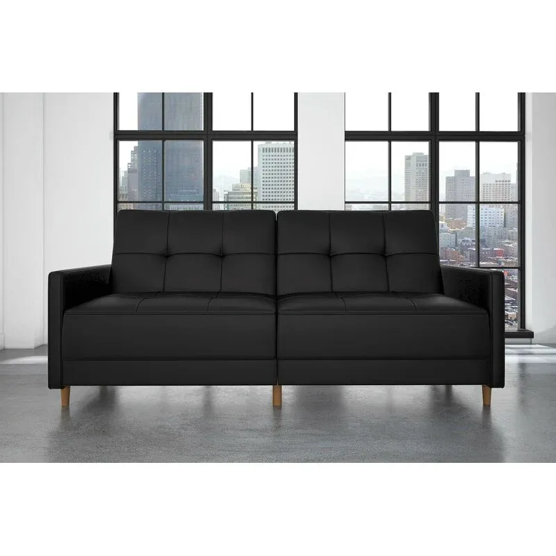 Benitez Twin Faux Leather Tufted Back Sofa – furniture