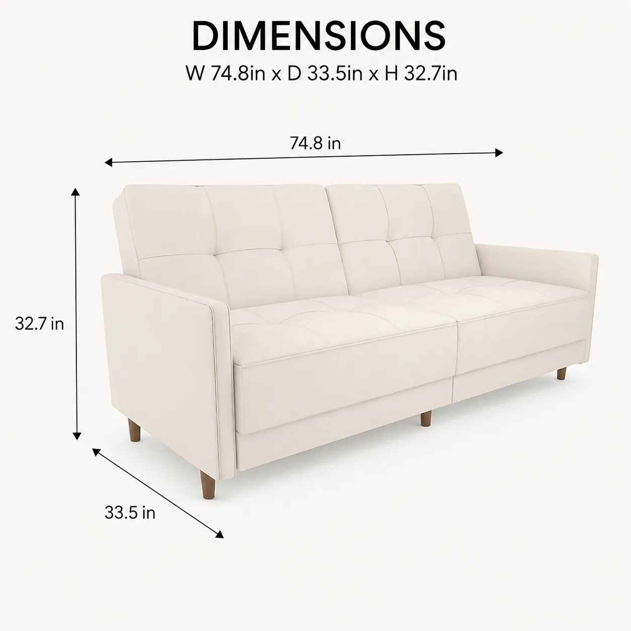 Benitez Twin Faux Leather Tufted Back Sofa – furniture