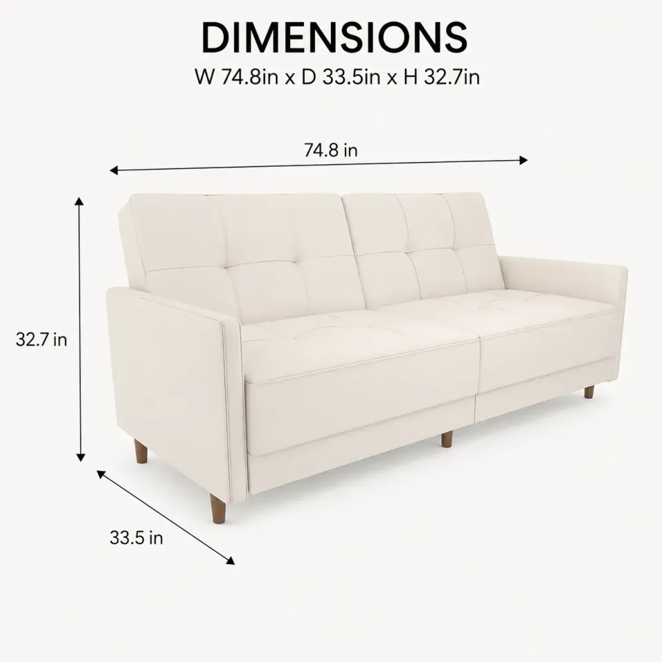 Benitez Twin Faux Leather Tufted Back Sofa – furniture - product image 7