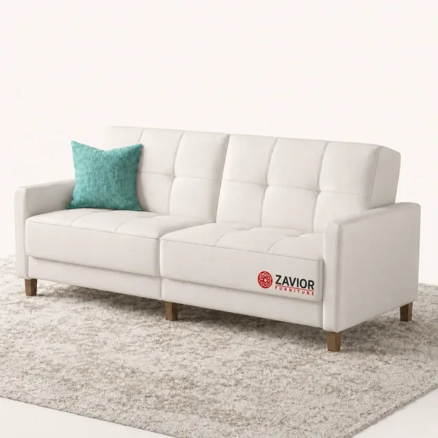 Benitez Twin Faux Leather Tufted Back Sofa – furniture
