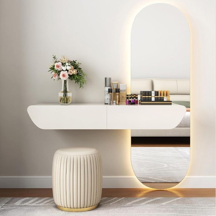 Maurecce Vanity With Mirror & Ottoman - product image 1
