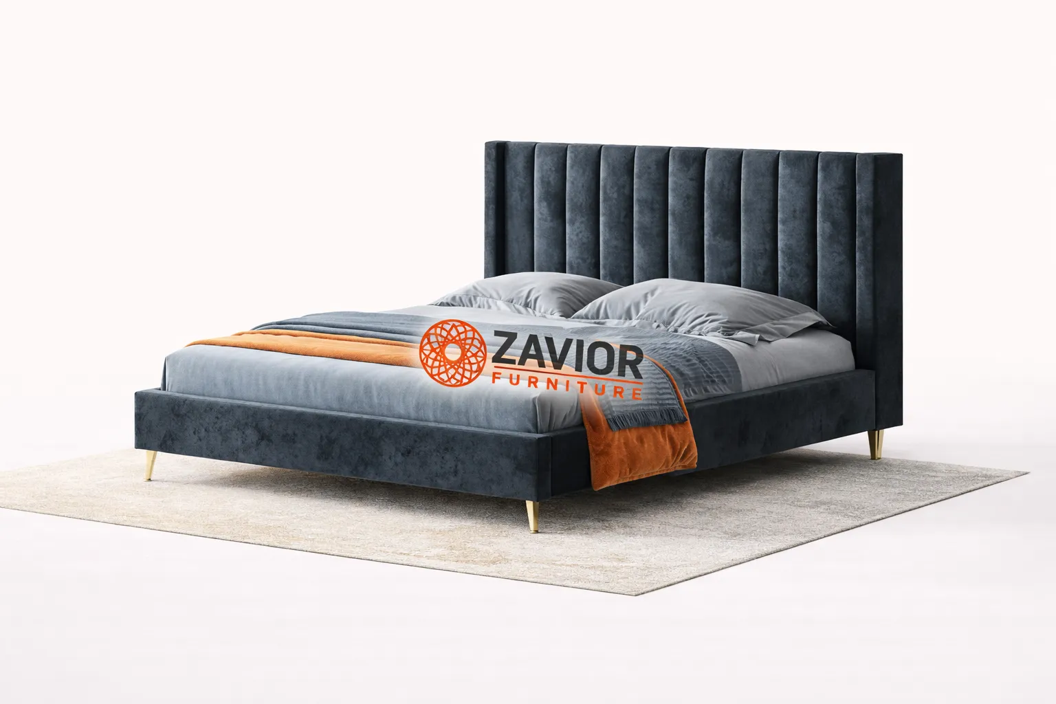 Zavior Charcoal Upholstered Bed with Cotton Polyester Fabric