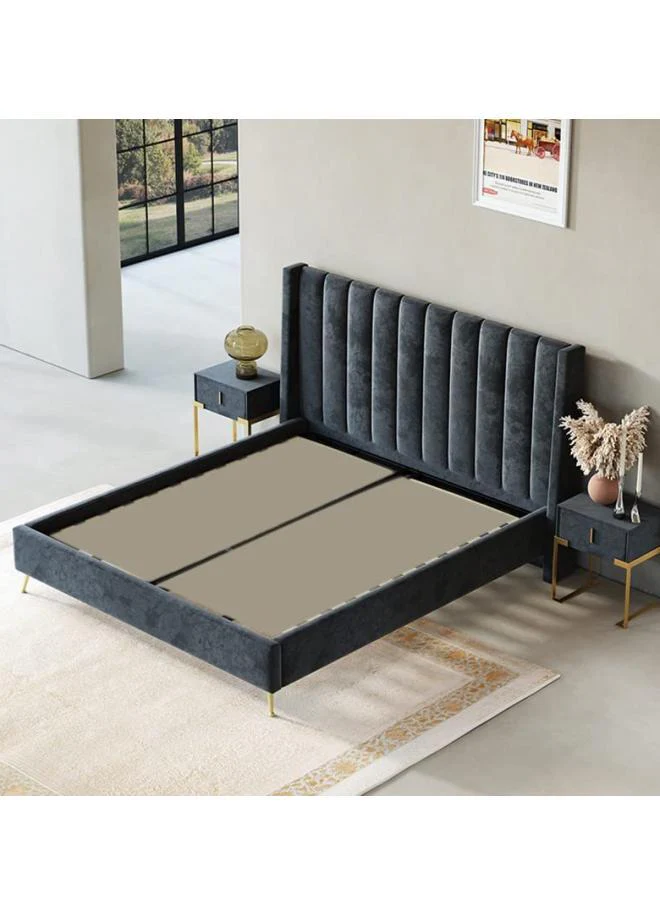 Zavior Charcoal Upholstered Bed with Cotton Polyester Fabric