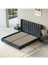 Zavior Charcoal Upholstered Bed with Cotton Polyester Fabric thumbnail 2