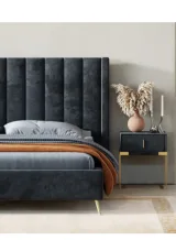 Zavior Charcoal Upholstered Bed with Cotton Polyester Fabric thumbnail 6