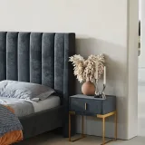 Zavior Charcoal Upholstered Bed with Cotton Polyester Fabric thumbnail 5