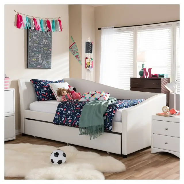 Contemporary Faux Leather Daybed with Trundle – furniture
