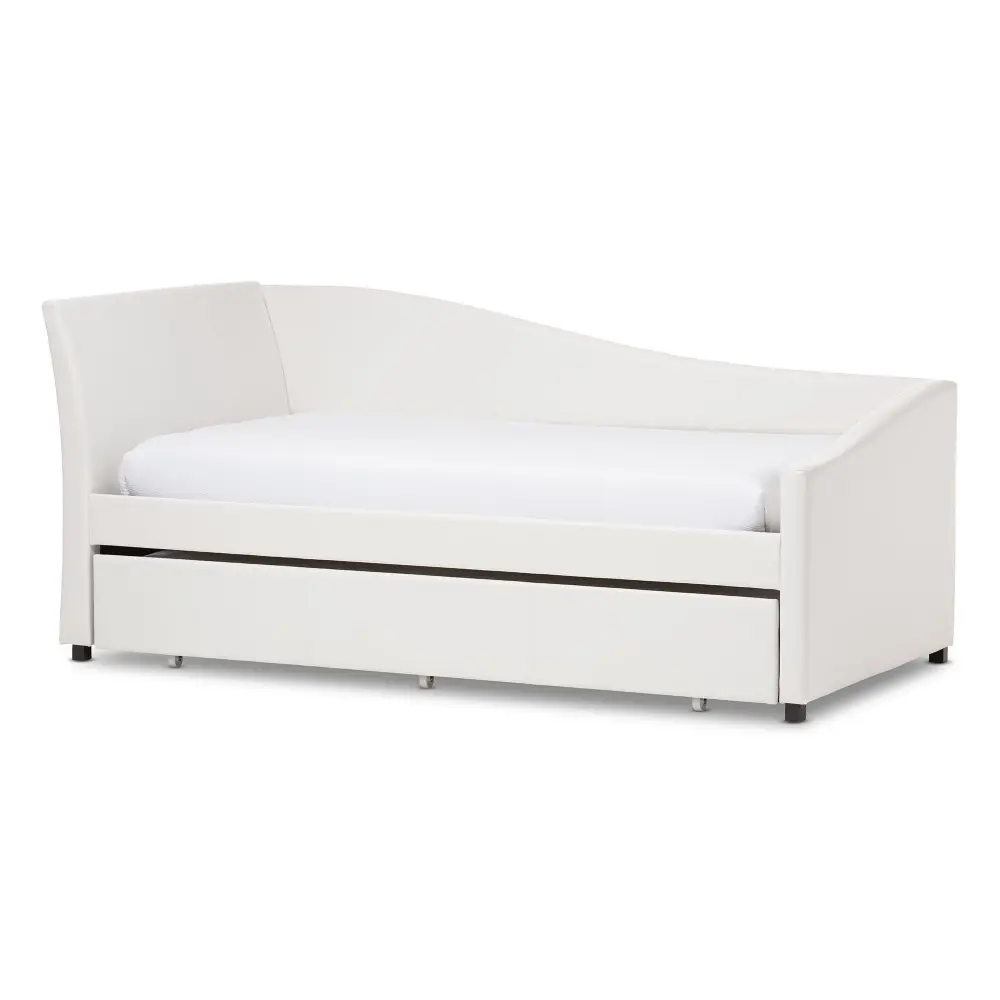 Contemporary Faux Leather Daybed with Trundle – furniture