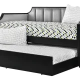 Fabric Upholstered Wooden Daybed with Vertical Tufting, Gray and Black – furniture thumbnail 3