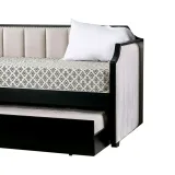 Fabric Upholstered Wooden Daybed with Vertical Tufting, Gray and Black – furniture thumbnail 5