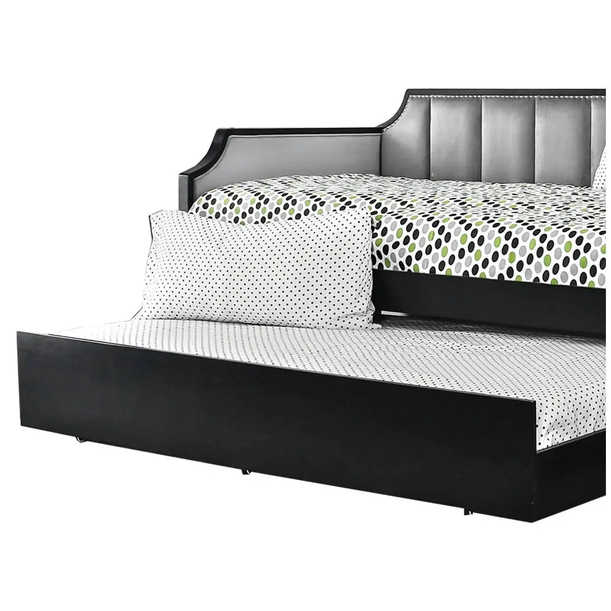Fabric Upholstered Wooden Daybed with Vertical Tufting, Gray and Black – furniture