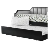 Fabric Upholstered Wooden Daybed with Vertical Tufting, Gray and Black – furniture thumbnail 7