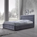 Zavior Grey Velvet Bed with Button Tufted Diamond Headboard thumbnail 2