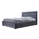 Zavior Grey Velvet Bed with Button Tufted Diamond Headboard thumbnail 4