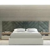 Cross Lines Tufted Wall Panel Headboard Bed – Luxurious Upholstery for Customizable Wall Design – furniture thumbnail 2